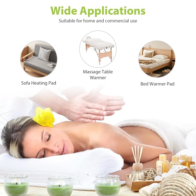 Massage Table Warmer Heating Pad Professional SPA Massage Bed Warmer with Timer, 9 Heat Setting, Overheat Protection for Massage Bed & Spa, Thickened & Soft Fleece, 30" x 71"