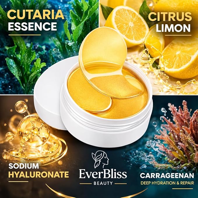Aloe Vera Under Eye Mask - 60 Pairs Hyrating Dark Circle & Puffy Eye Treatment (Lemon)