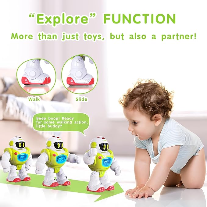P&C Baby Walking Activity Remote Control Robot with Musical, Sounds, Light Interactive Early Learning Toddlers Toys for Birthday Gift