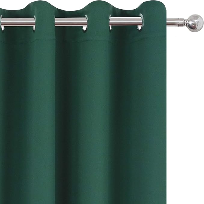 LEMOMO Dark Green Thermal Blackout Curtains/52 x 72 Inch/Set of 2 Panels Room Darkening Curtains for Bedroom