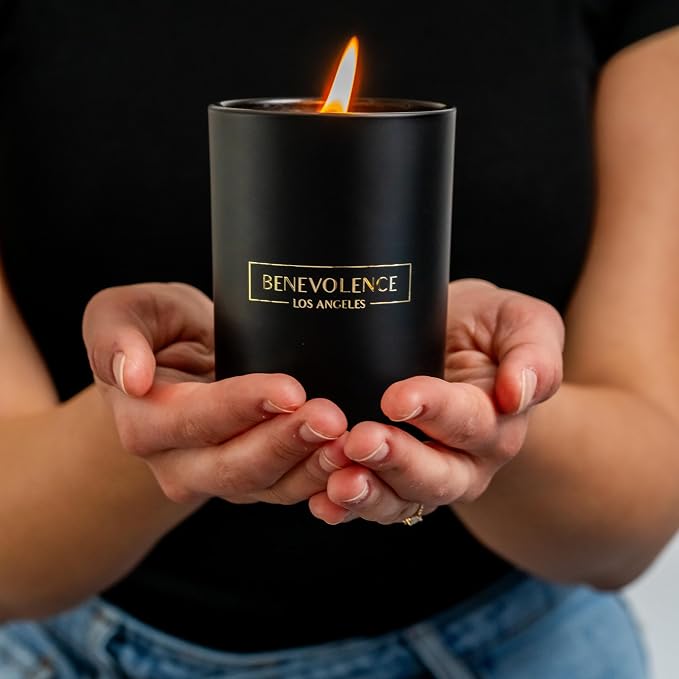 Benevolence LA Premium Black Berries Scented Candle – Long-Lasting, 45-Hour Burn – Luxury Black Wax Soy Candle for Home – Aromatherapy & Room Decor – 10oz