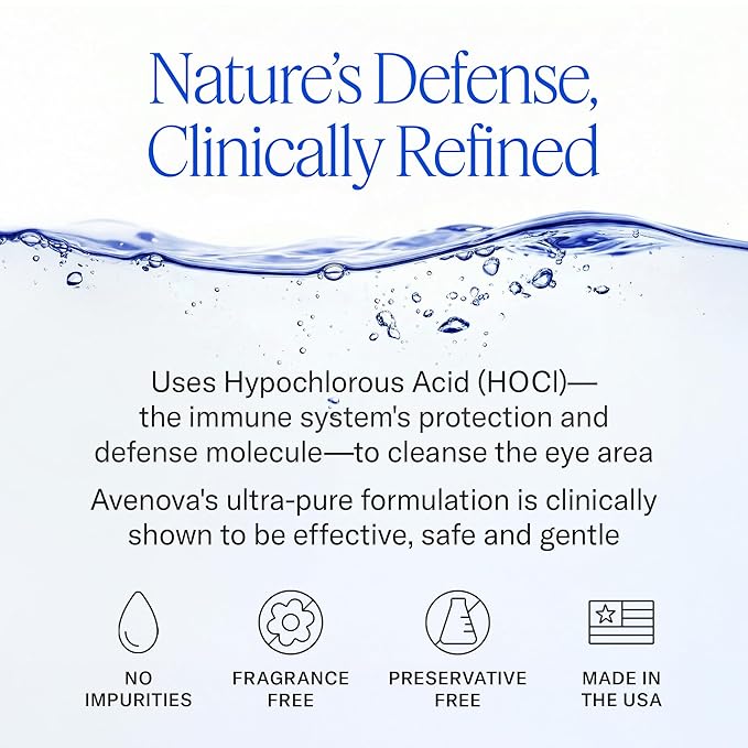 Avenova Eyelid and Eyelash Cleanser Spray - 20ml Bottle - Gentle Everyday Pure Hypochlorous Acid Spray for Eye Irritation