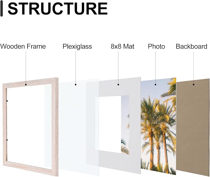 Vittanly 12x12 Picture Frames Set of 9 for Wall Mounting, Rustic Pink | Display Pictures 8x8 with Mat or 12x12 without Mat for Wall Mounting, Square Photo Frames for Home Decor, Engineered Wood