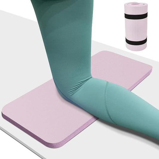 Yoga Knee Pad Cushion, 24 x 9.8 x 0.8 in Thick Mini Yoga Mat, Odor-Free NBR Workout Mat with Storage Strap, Small Exercise Mat for Yoga, Pilates, Kneeling, Planks & Home Gym