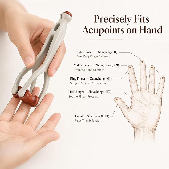 2-in-1 Jade Roller Finger Massager Hand Massager for Fatigue, Arthritis and Carpal Tunnel Relief Dual-Sided Finger Massage Roller Therapy Tool for Hand, Wrist, Palm Pain Fit Seniors Men Women