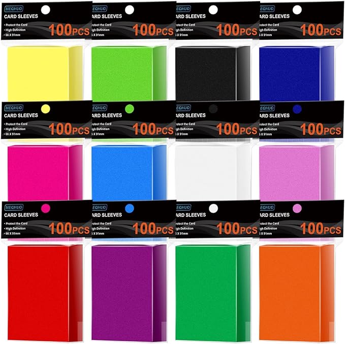MEQHUO 1200 Count Card Sleeves, 12 Colors 66X91mm Perfect Fit MTG Card Sleeves, TCG Sleeves, Soft Trading Card Sleeves, Card Protector Sleeves for Sports, Baseball, Football, Collectible Cards