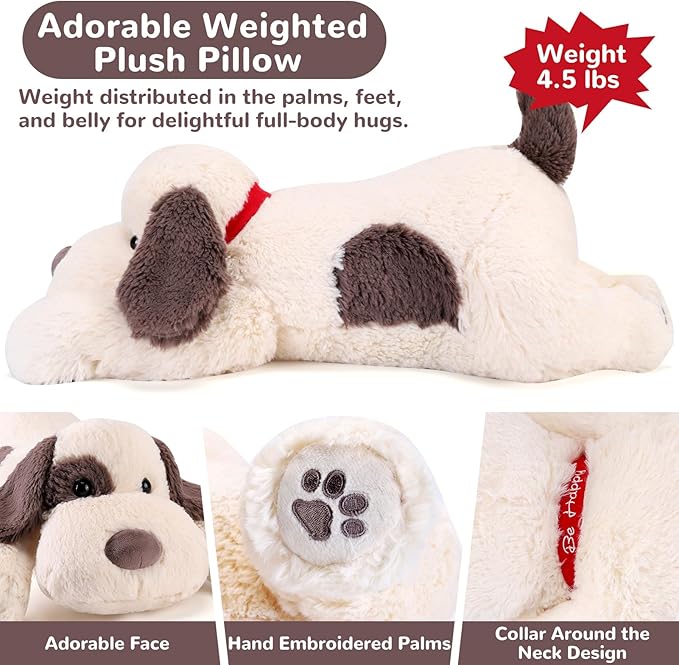 meowtastic Grey & White Dog Weighted Stuffed Animals - 22 Inch 4.5 Pounds Weighted Plush Dog Stuffed Animals - Big Stuffed Dog Plush Pillow - Cute Plush Toys Gifts for Kids & Adults (22" 4.5 lbs)