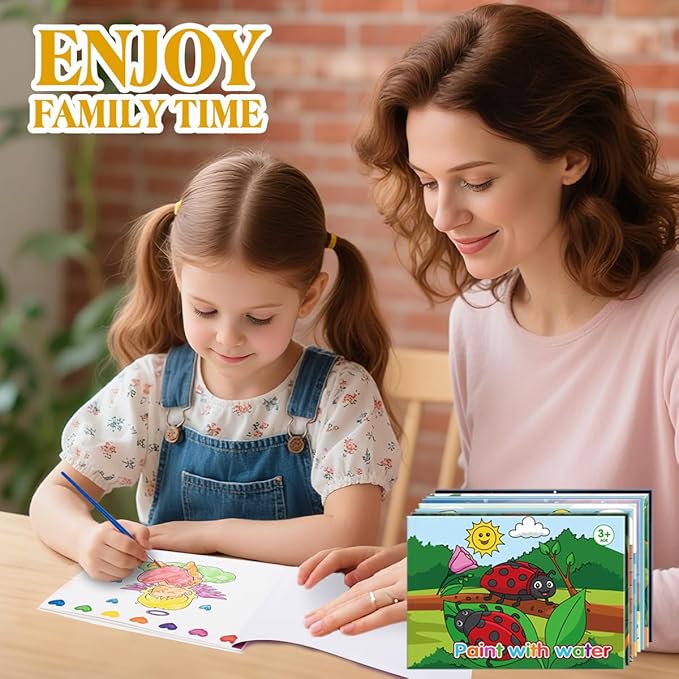 8 Pack Coloring Books Party Favors for Kids, 8 Theme Water Coloring Books Paint Sets for Kids, Art Craft Coloring Gift with Brush Classroom Prizes Return Gifts for Birthday
