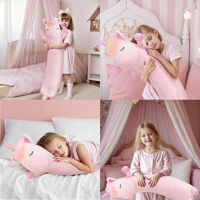 Unicorn Stuffed Animal,19.6 Inch Unicorn Plush,Long Unicorn Plushies Body Pillow, Pink Unicorn Plush Toy Gift for Girls