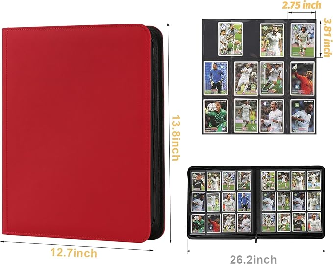 GERMUN Trading Card Binder 12 Pocket, 720 Pockets Card Binders, Card Collection Binder, Card Album Folder for MTG, TCG, Sports Cards, Game Cards (Red)