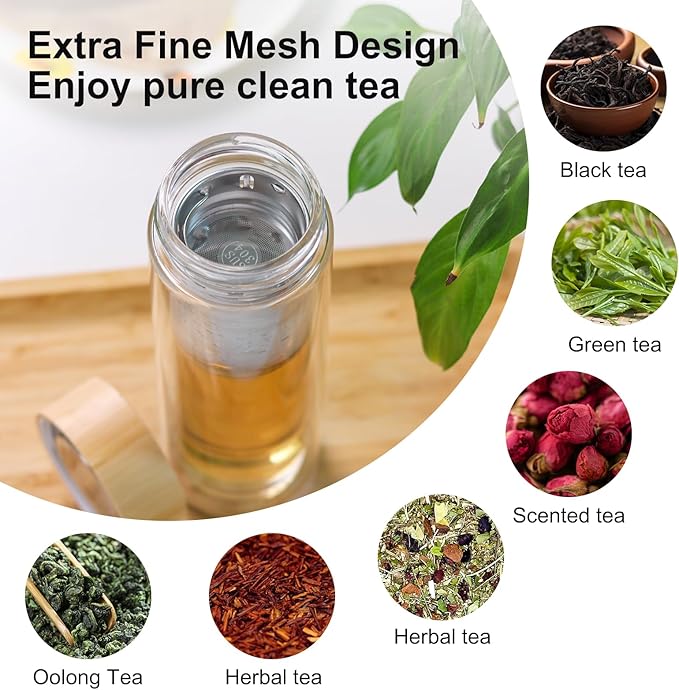 Tea Infuser Basket with Lid by Sivaphe, Large Tea Strainer for Loose Tea, Glass or Stainless Steel Tea Drink Bottle Replacement Filter