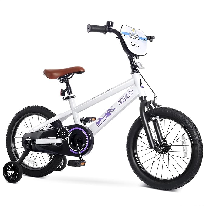 KRIDDO 14-16 Inch Kids Bike for Ages 3–8, Boys and Girls Bicycle with Removable Training Wheels, Bicycle for Kids with Hand Brake & Coaster Brake, Adjustable Height, DIY Name Plate