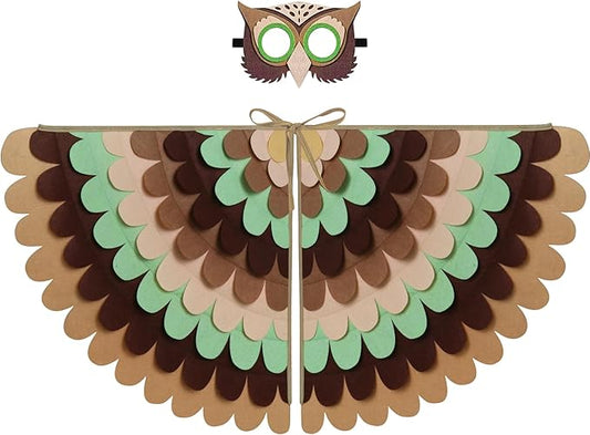 D.Q.Z Bird-Wings-Costume for Kids Dress Up, Felt Feathered Owl Parrot Chicken Animal Role Play Costume, Gift for Girl Boys