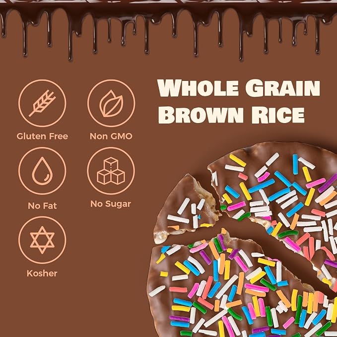 LIEBERS Sprinkled Topped Milk Chocolate Rice Cakes, Kosher Certified Dairy, Gluten Free Snack (pack of 3)