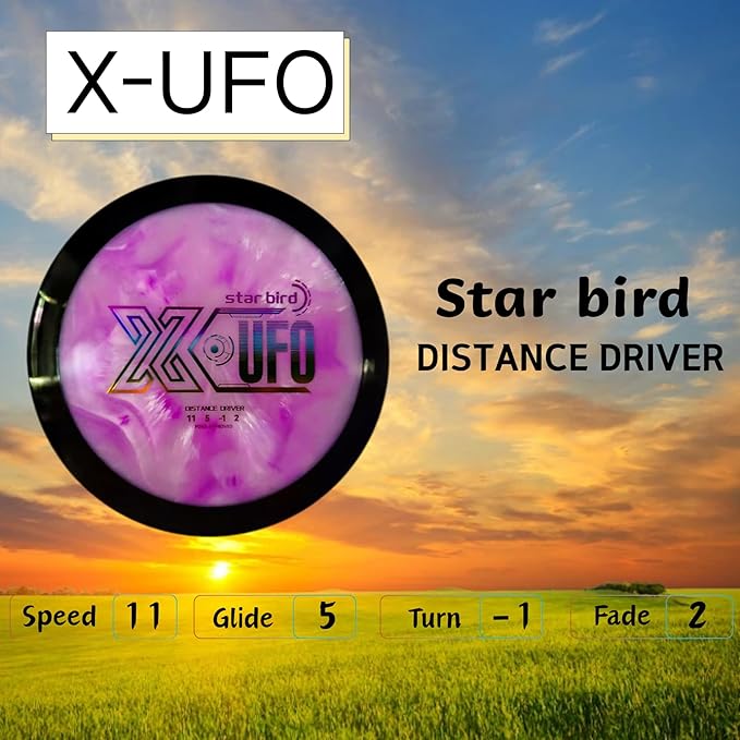 X-UFO Disc Golf Set - Disc Golf Starter Set, Includes 1 Putter, 1 Driver, and 1 midrange disc, Weighing 170-178 Grams. Suitable for Beginners and Professional disc Golf tournaments