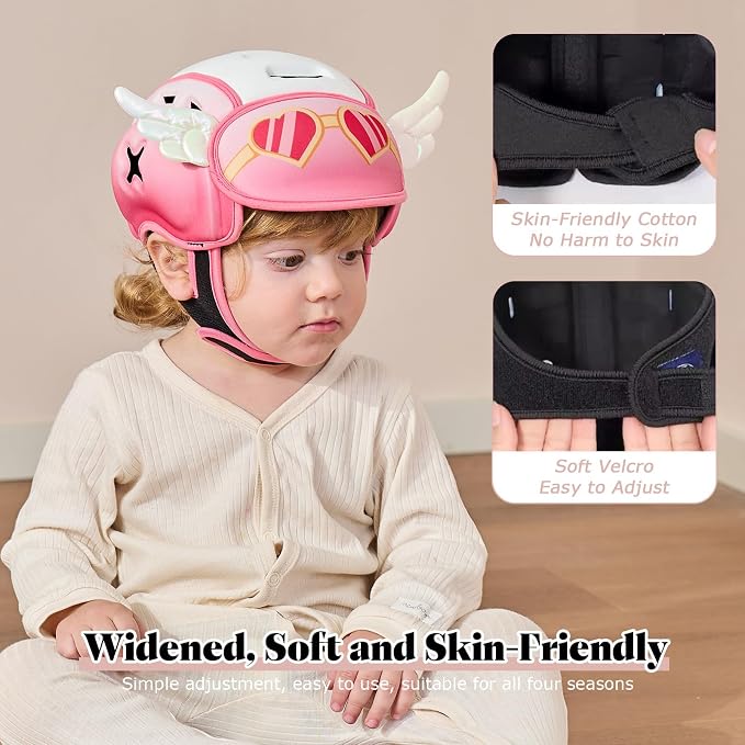 Baby Head Protector Baby Helmet for Crawling and Walking - No Bumps and Soft Safety Peak - Ultra Light and Adjustable Baby Head Protector Suitable for Babies 6-24 Months-Dreamy Angel