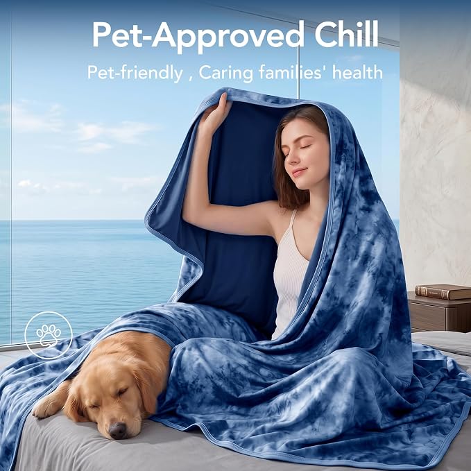 Cooling Blanket Queen Size 90"x90" for Hot Sleepers | Cold Summer Soft Blanket for Bed Couch and Travel Absorbs Heat Q-Max>0.35 Cool Lightweight Throw for Night Sweats Menopause