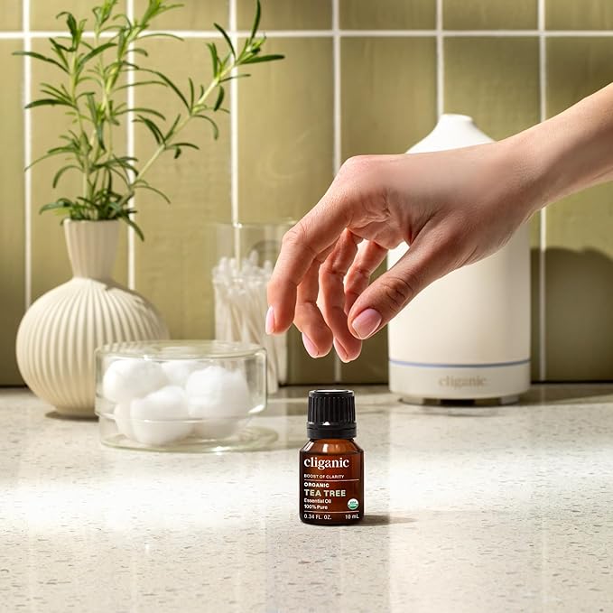Cliganic Organic Tea Tree Essential Oil, 100% Pure Natural, for Aromatherapy | Non-GMO Verified