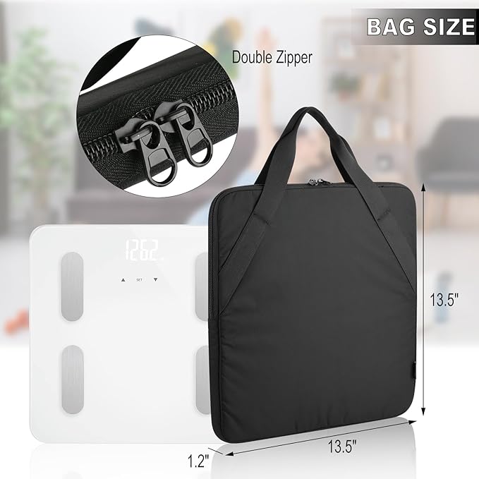 Beautyflier Carrying Bag for Body Composition Monitor Scale, Digital Bathroom Scale Storage Bag, Travel Carrier Case - 13.5 x 13.5 x 1.2 IN, Fits Most Smart Scale for Body Weight (Bag Only)