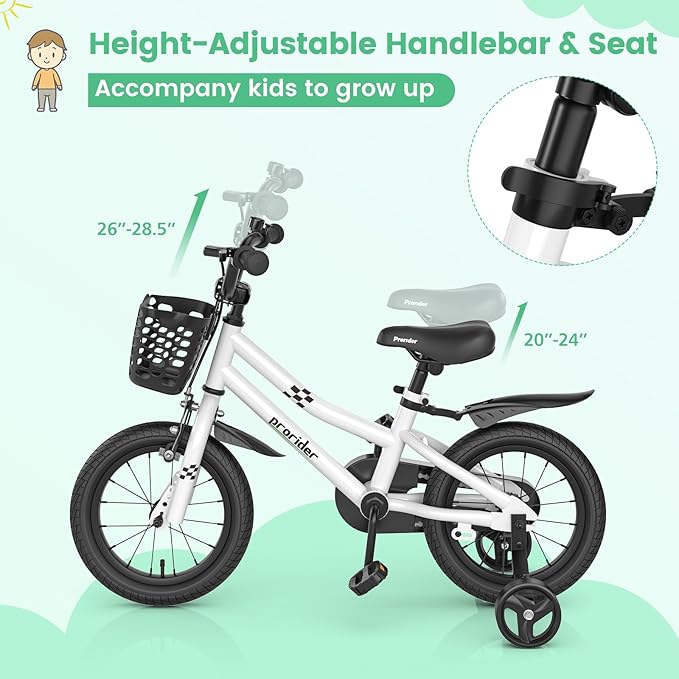BABY JOY Kids Bike, 12 14 16 18 20 Inch Children Bikes for Boys Girls Teens 3-8 8+ Years w/Training Wheels or Kickstand, Handbrake, Coaster Brake & Removable Basket, Kids Bicycle of Multiple Colors