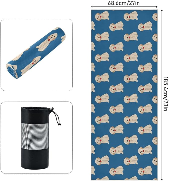Labrador Golden Retriever Dog Yoga Mat Towel Non Slip Soft Sweat Absorbent Hot Yoga Mat Towel for Hot Yoga, Pilates and Workout-73 x 27 Inch