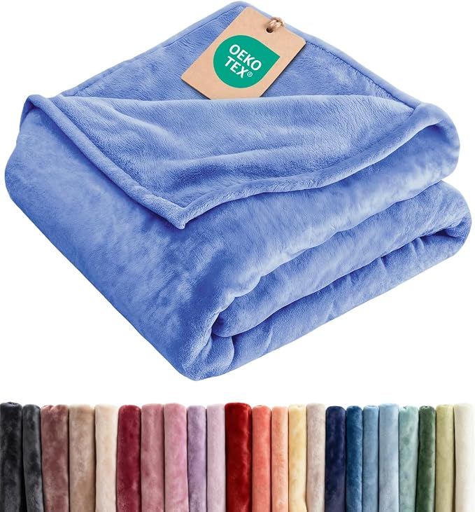 Fleece Blanket Throw XL - Ultra-Soft Flannel Fleece Blanket - Vista Blue | Soft, Warm, Outdoor Picnic Blanket for Camping, Travel, Lightweight, Cozy, Anti-Static, Home Decor Gifts for Men & Women