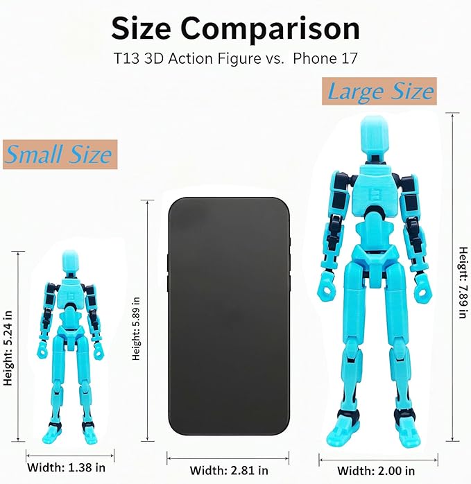 T13 8 inches Large Action Figure Glow in The Dark Blue (Assembly Completed) Dummy 13 Titan 13 Poseable Collectible Highly Detailed Sculpting & Accessories for Display and Play (Blue Black)