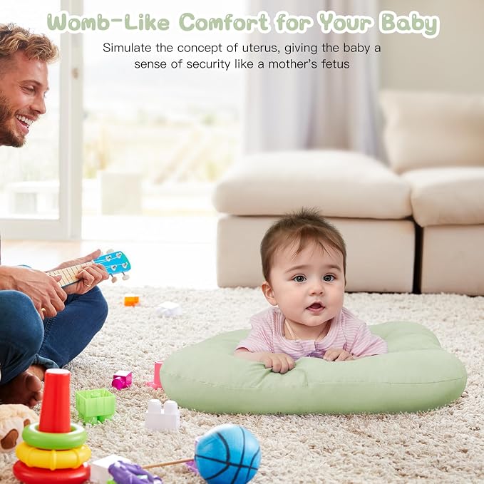 Baby Lounger for Newborn, Bionic Design Baby Lounger, Soft Organic Cotton Breathable Lounger for Infants 0-24 Months (Green)
