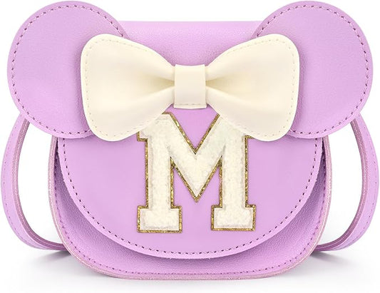 mibasies Toddler Purse Girl Gifts: Girls Birthday Gifts for 3-8 - Toys for Ages 2-4 Girls Mouse Ears Purse, Purple, Letter M