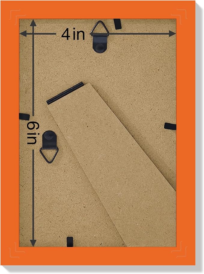 Vittanly 4x6 Picture Frames Set of 9 for Wall or Tabletop Display, Orange | Display Pictures 3.5x5 with Mat or 4x6 without Mat, Small Photo Frames, Engineered Wood with Shatter Resistant Plexiglass