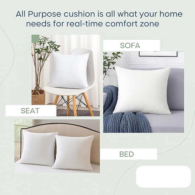 LANE LINEN 4 Pack 18x18 White Throw Pillow Inserts for Decorative Pillow Covers, Couch Pillows for Living Room, Fluffy Pillows for Bed | Solid White Inserts For Sofa Back Support - Fluffy Down Alternative Fill, Shape Retention, Everyday Home Decor Refresh