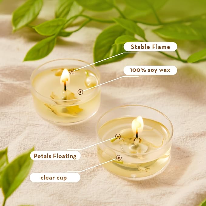 Ashlux 4-Hour Acrylic Jasmine Soy Wax Scented Tea Lights, 16 Pack Bulk | 4-Hour Long Burning, Non-Paraffin, Smokeless, Tealight Candles for Weddings, Table Centerpieces, Home Decor & Christmas