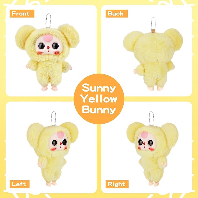 Vinyl Plush Pendant, Stuffed Animals with Cute Vinyl Face Vivid Expression for Girls Boys, Kawaii Macaron Yellow Plush Figures Stuffed Doll Gift for Birthday Home Car Décor Collectibles Toys Christmas