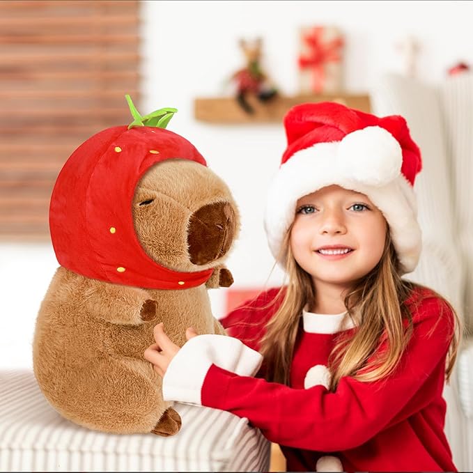 Capybara Plush 11.8 inch with Turtle Backpack Soft Capybara Stuffed Animals Capybara Hugging Gifts Capybara Doll Pillow for Kids Girls Toys (Turtle Capybara Brown 11.8 inch)