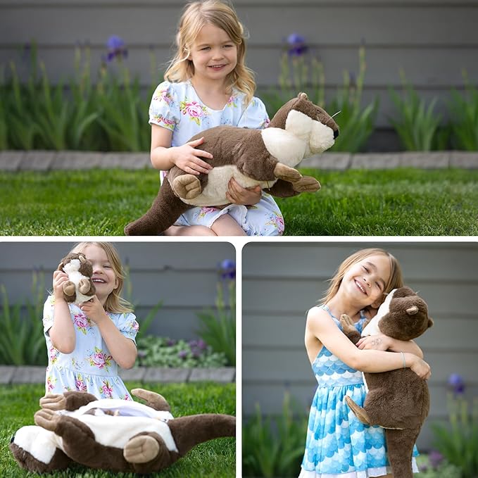 MaoGoLan 4Pcs River Otter Stuffed Animal with 3 Babies Inside-24in Giant Lifelike Soft Otter Plush Toys-Cuddly Wildlife Stuffed Animal for Otter Lover,Kids,Boys,Girls