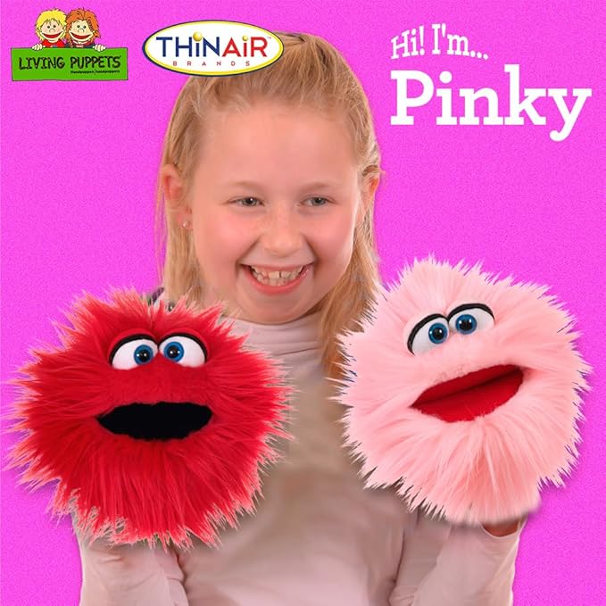 Living Puppets - Pinky The 9-Inch Pink Friendly Monster, Plush Hand Puppet for Boys and Girls