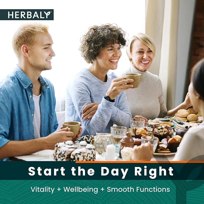 Herbaly Glucose Functional Tea - Vitality & Wellness - Gymnema Sylvestre, Ceylon Cinnamon, Bitter Melon, Dandelion Root, Fenugreek - Daily Teas - Organic Plant-Based Tea Bag Pyramids - 30 ct