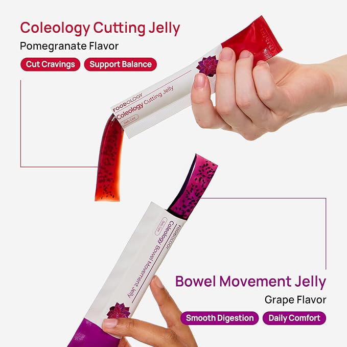 FOODOLOGY Coleology Bowel Movement Jelly, Grape & Prune, 10 Sticks | Prebiotic Fiber Supplement for Gut Health & Immune Support, Constipation & Bloating Relief, Korean Wellness