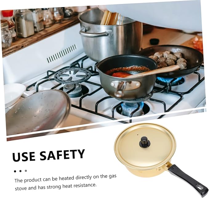 1pc Korean Ramen Pot Stainless Steel Cooking Utensils Stainless Steel Sauce Pan with Lid Chocolate Fondue Snack Bowls Korean Ramen Noodle Pot Gold Thickened Stock Mini