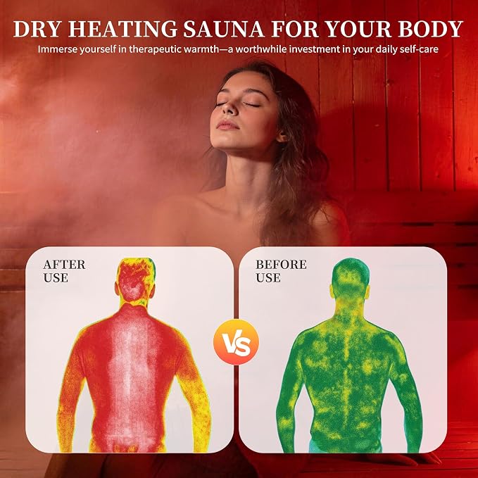 Portable Sauna with Red Light Therapy Home Sauna Tent with 145 Dry Heating Box, Simple Control, Foldable Chair Included for Relaxation, Large Space 33.8 * 33.8 * 70.8
