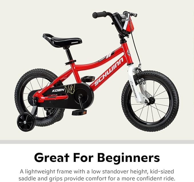 Schwinn Elm and Koen Bike or Balance Bike, 12-18 Inch Bike for Kids Ages 2-13, Black, Blue, Red, Teal, Pink or Purple, SmartStart Ergonomic Design, Adjustable Seat Grows with Child, Training Bicycle