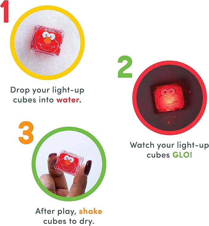 Glo Pals x Sesame Street Water-Activated Light-Up Cubes for Sensory Play (Elmo - Cubes Only) - Valentine Day Gift