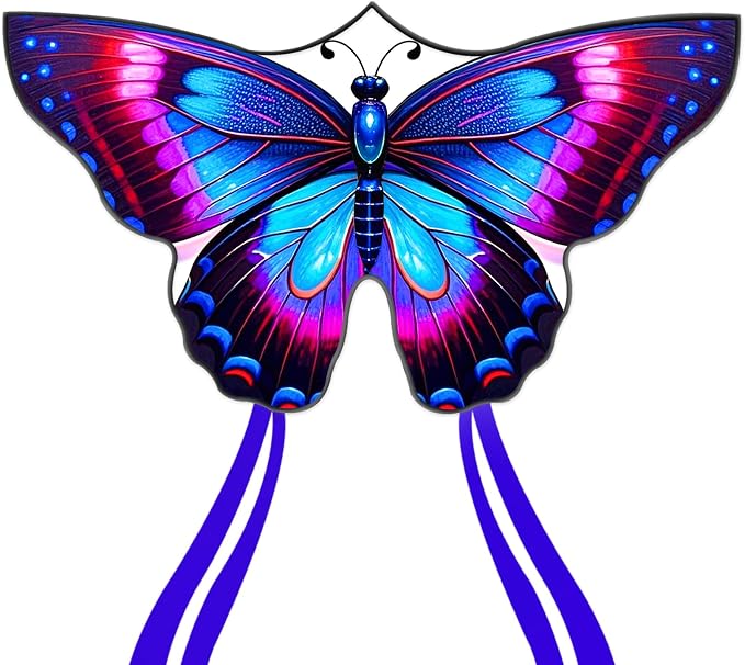 Butterfly Kites for Kids and Adults, Easy to Fly Large Single Line Kite for Boys and Girls - 55" x 28" Beach Kite for Beginners, 300ft String Handle Included