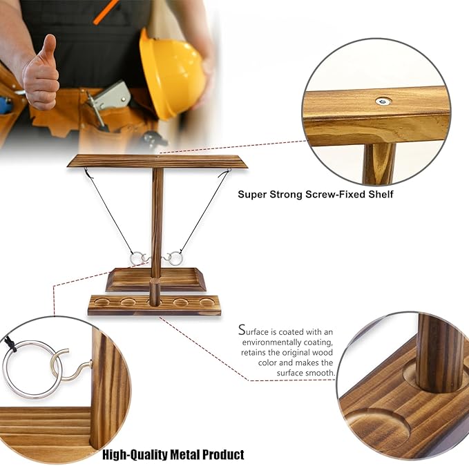 Ring Toss Games for Adults, Indoor Outdoor Yard Games, Patio Decor, Wooden Hook and Ring Game for Bars, Home, Party