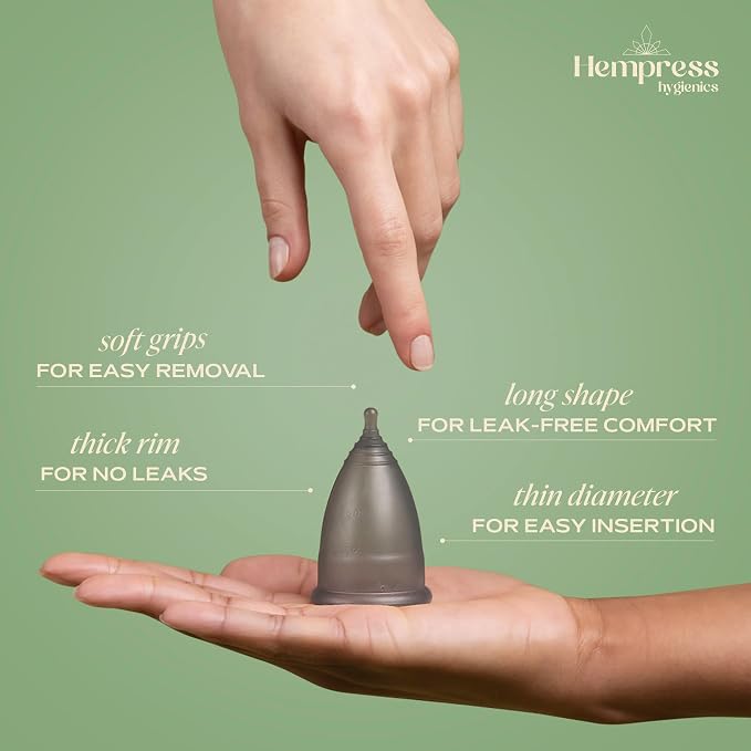Menstrual Cup for Women (Charcoal) | Soft, Comfortable, Flexible & Reusable Period Cups, Medical Grade Silicone, Leakproof, Stain-Resistant, 12-Hr Protection