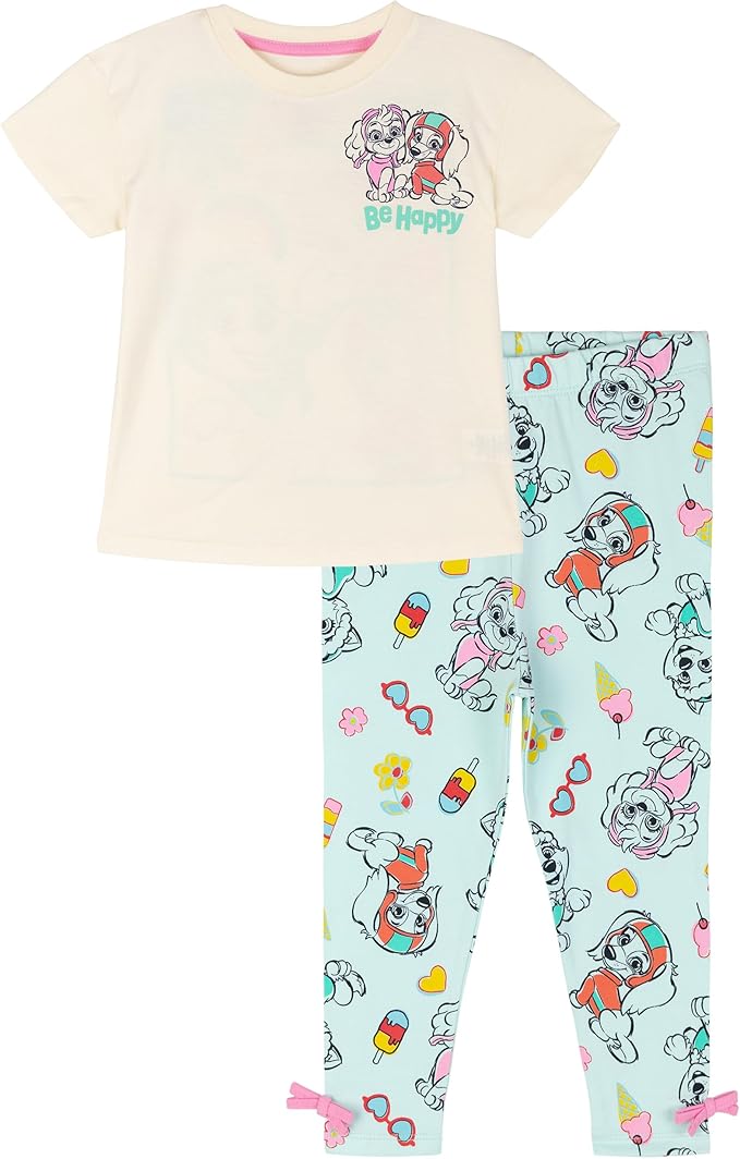 Paw Patrol Girls T-Shirt and Leggings Outfit Set Toddler to Big Kid Sizes (2T - 10-12)