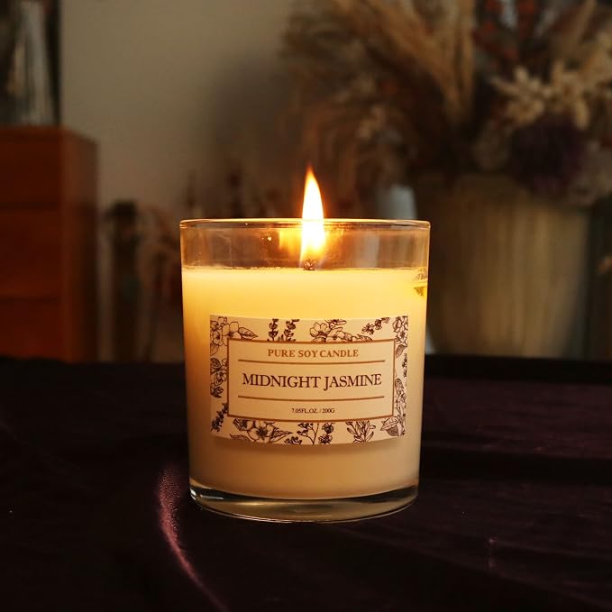 Aronica Jasmine & Magnolia Scented Soy Candles - White Floral Candle Gift for Women, Spring & More