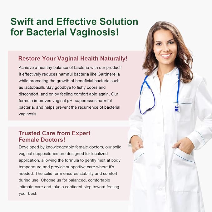 Nahid Bacterial Vaginosis Symptom Suppositories | Targeting Discharge, Odor, Itching, and Irritation | Supports Vaginal Microbiota Balance | 12 Inserts
