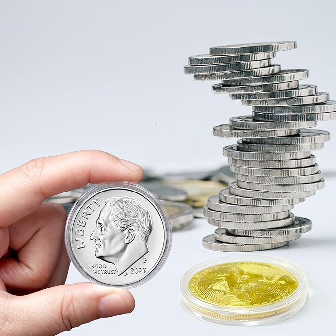 MUDOR Coin Holders for Dime, 100 Pack Coin Storage Cases for Collectors, Plastic Coin Collection Protectors Capsules