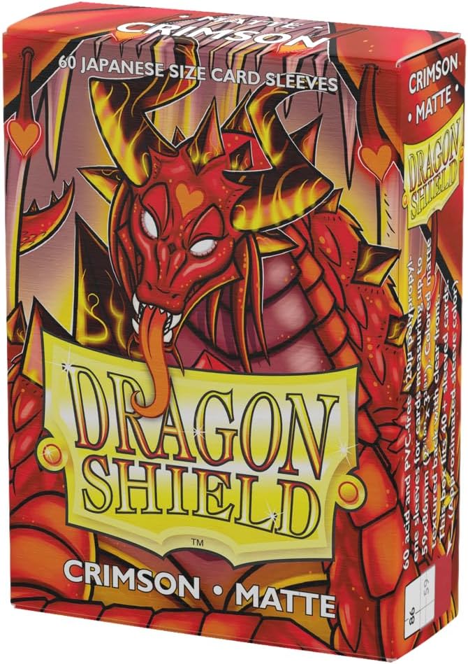 Dragon Shield | Japanese Size Card Matte Sleeves | 60 CT - Smooth & Tough Premium TCG Sleeves - Compatible with Yu-Gi-Oh, Naruto, Cardfight & Vanguard | Crimson